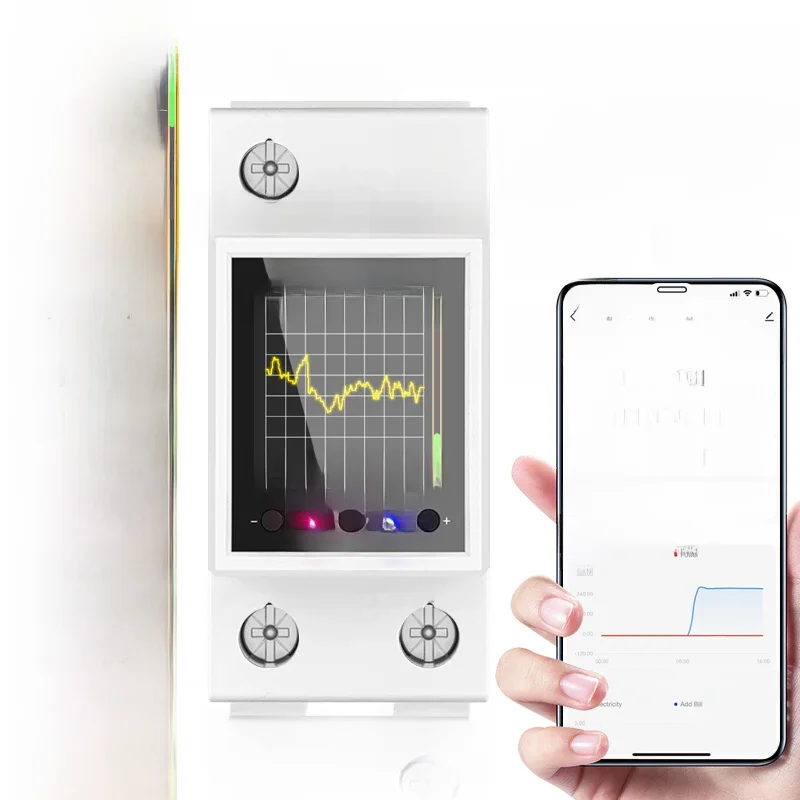 Inteligentny licznik energii elektrycznej AC50-320V 100A Tuya WiFi na szynę DIN, cyfrowy wyświetlacz, monitorowanie energii, krzywa napięcia, amperomierz — zdjęcie 2
