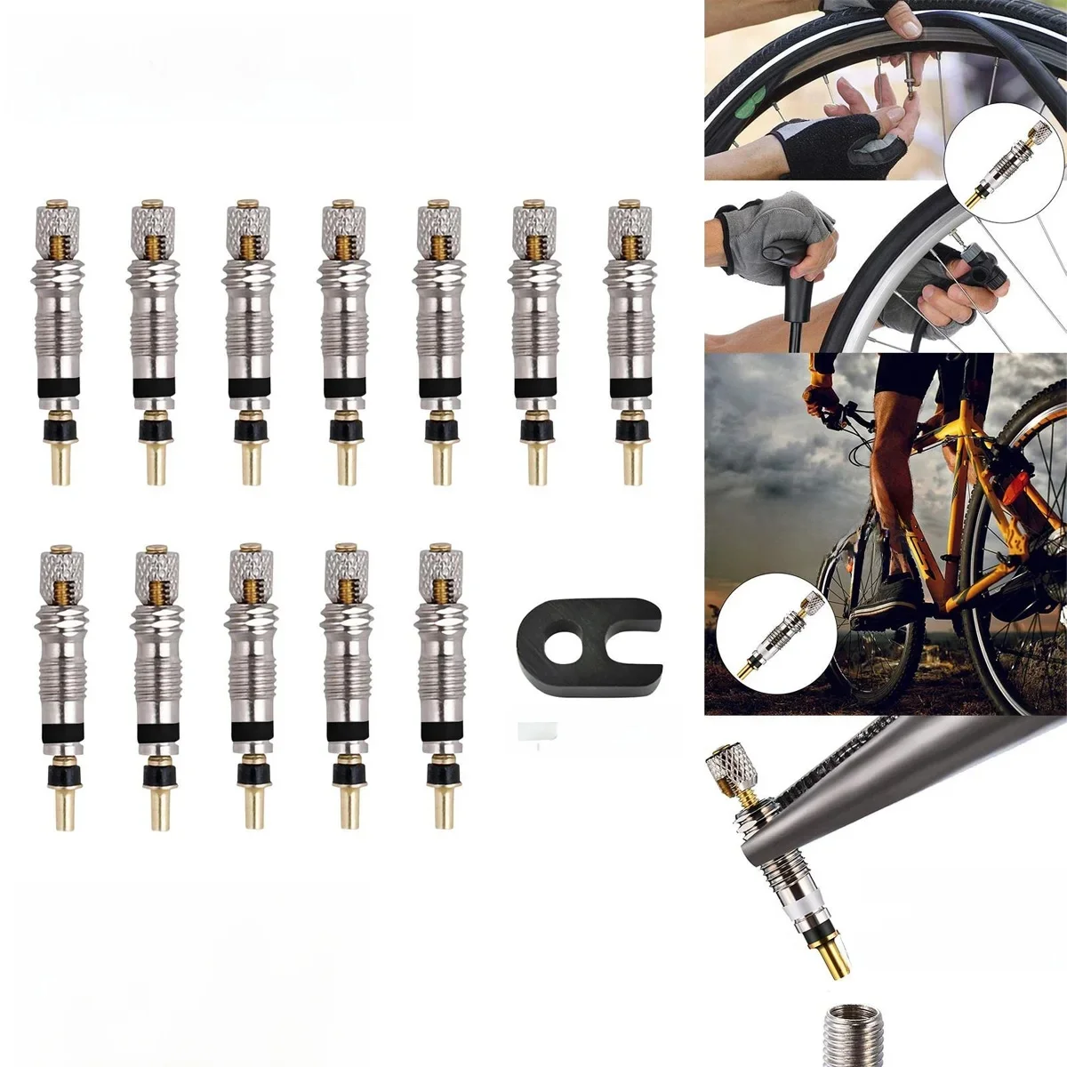 AliExpress pinmoap 6/12pcs Bicycle Valve Core Detachable Presta Bicycle Valve Core Replacement Brass Bike Tire Tubes