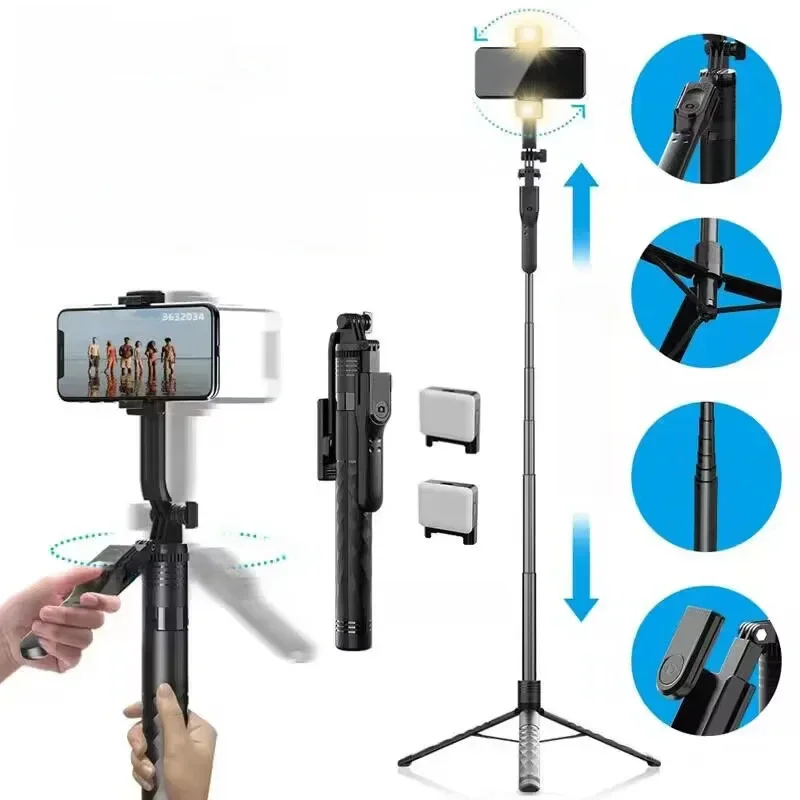 FANGTUOSI 2024 Nowy bezprzewodowy statyw do selfie Składany statyw do kamer akcji Gopro Smartfony Balance Stałe fotografowanie na żywo — zdjęcie produktu 7