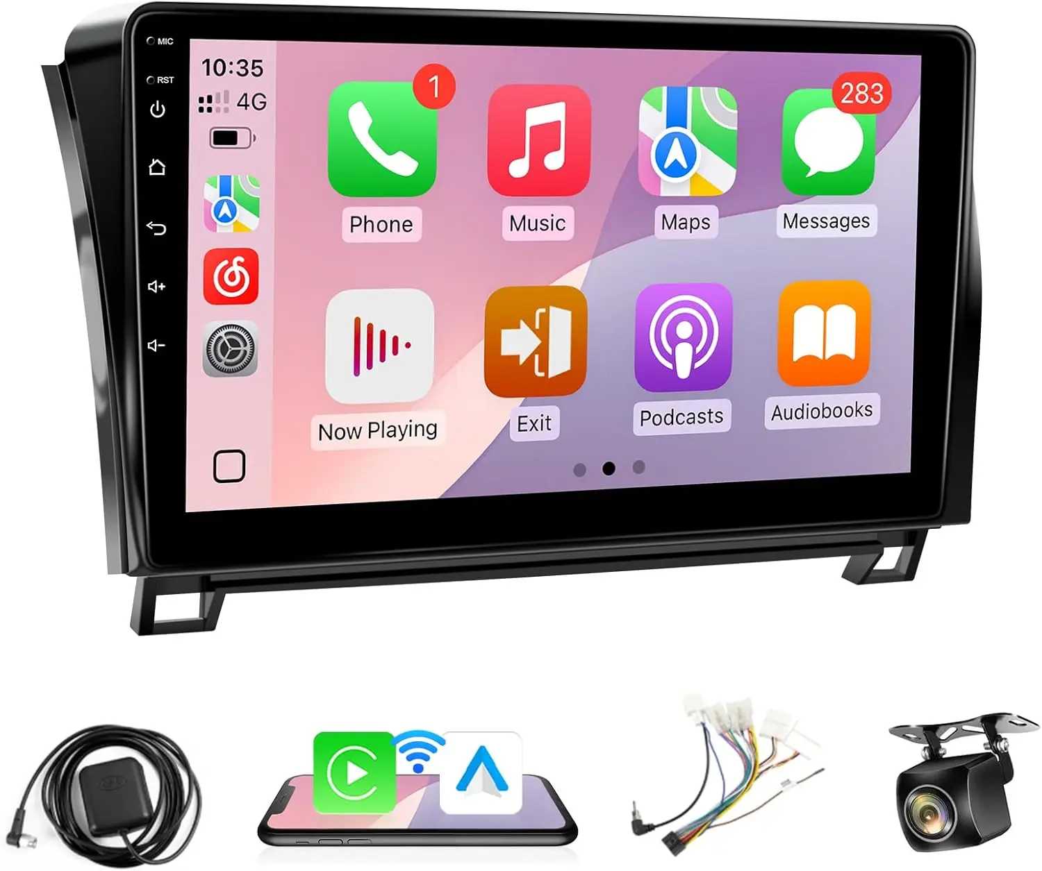 10.1inch IPS Screen Stereo, Wireless Carplay Android Auto Bluetooth GPS WiFi FM for Toyota Tundra 2007-2013（ Fit Large Scrren）