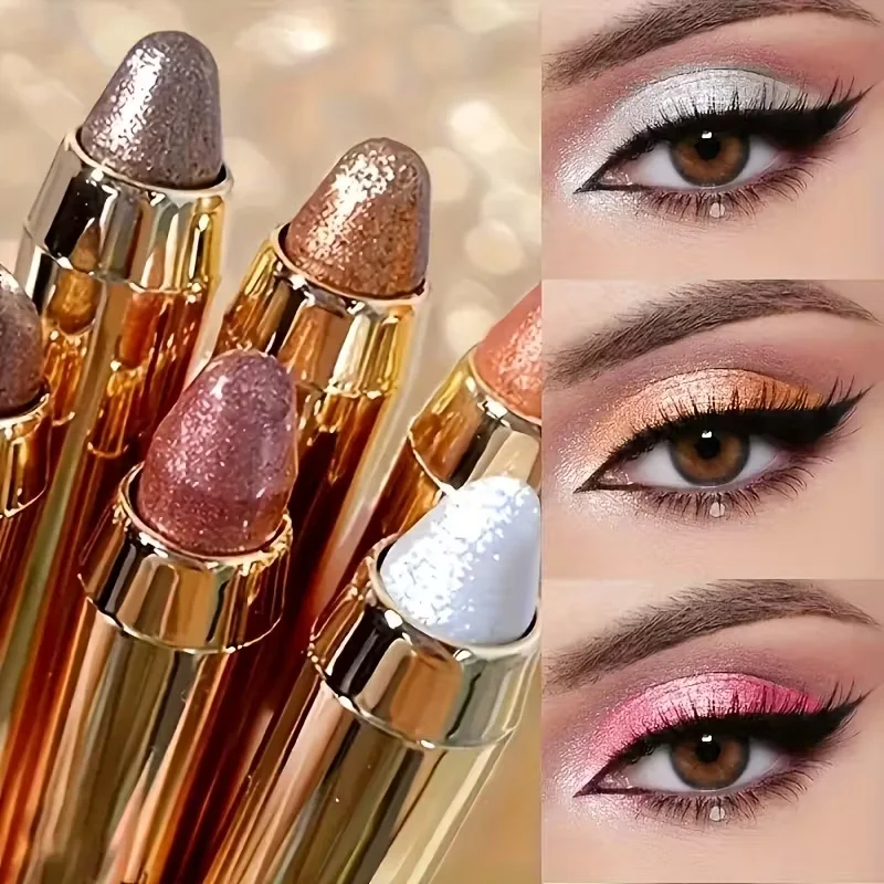 

2 Pcs Dual-Ended Eyeshadow Pens With Shimmery Shimmer Metallic Finish Blendable Stick For All-Day Wear Beginner Makeup Everyday