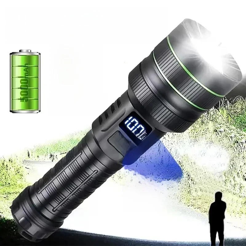 Strong Light Lantern High Power LED Flashlight USB Rechargeable Powerful Tactical Torch Super Long Range Lamp Outdoor Fishing