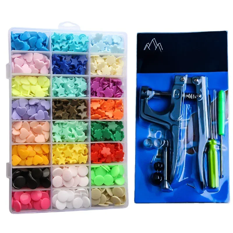 Ensemble de boutons à pression T5 en résine plastique colorée, pince à pression de fixation pour bricolage, vêtements de bébé faits à la main, bavoirs, goujon à pression, outil de couture