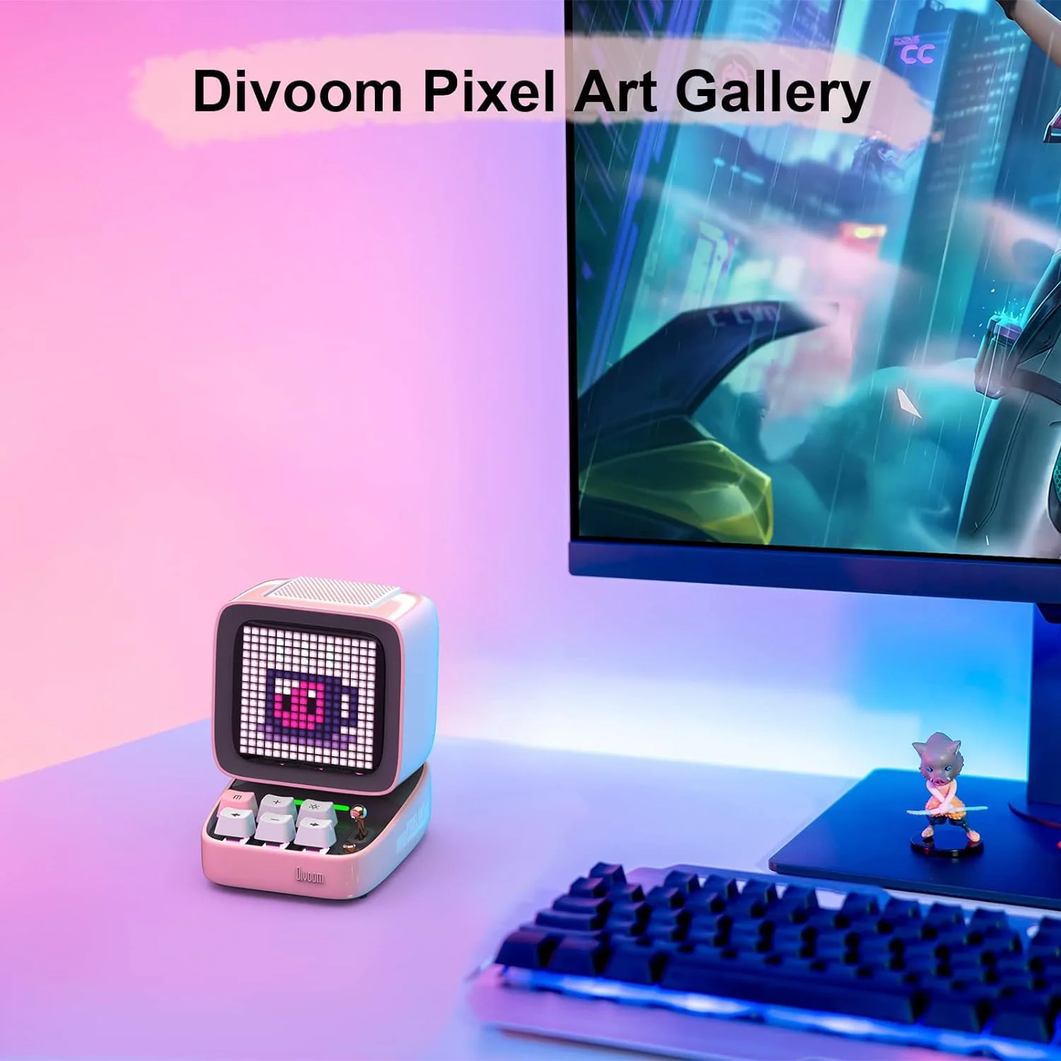 Ditoe Bluetooth Speaker Retro Pixel Art Game Draagbaar Met 16X16 Led App Bestuurd Voorscherm (Roze) Diy Led Display Board