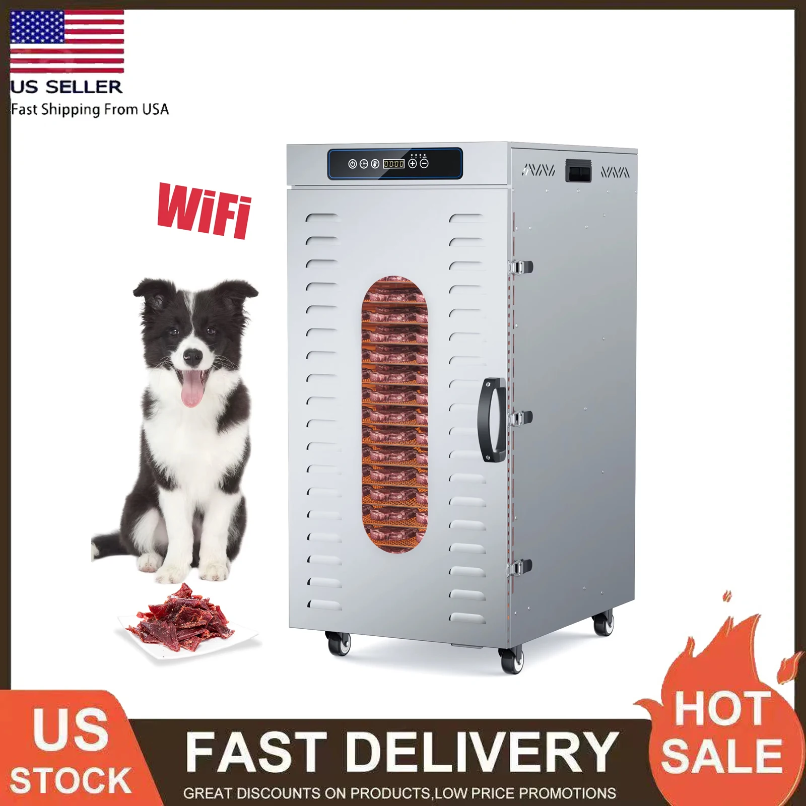 110 فولت آلة الفواكه الجافة الغذاء الجفاف مجفف مجفف الفاكهة التجارية واي فاي الفولاذ المقاوم للصدأ مجفف الطعام الخضروات الجافة وجبات خفيفة للحيوانات الأليفة #1