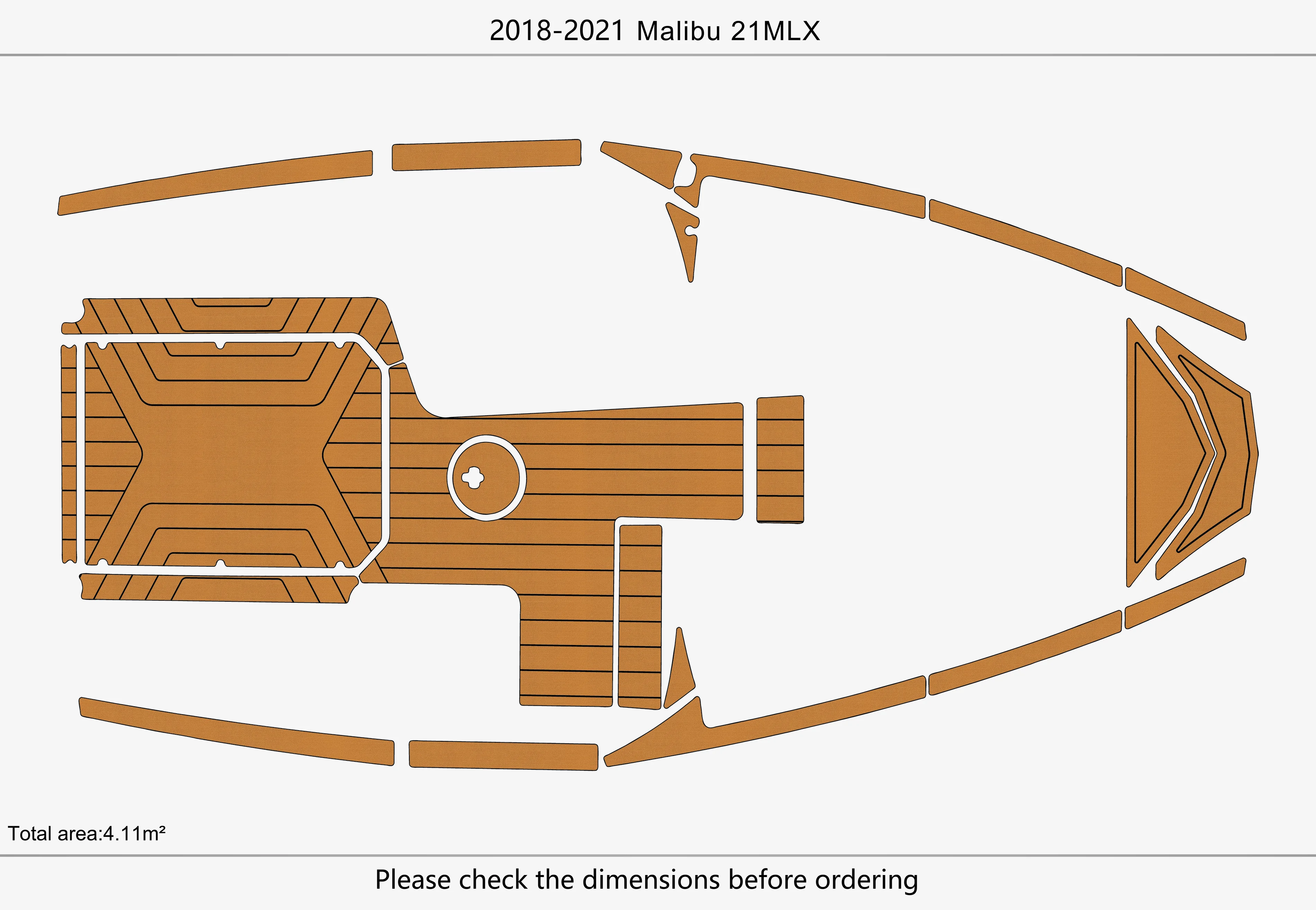 Eva foam Fuax teak seadek marine floor For 2018-2021 MALIBU 21 MLX Cockpit  bow 1/4