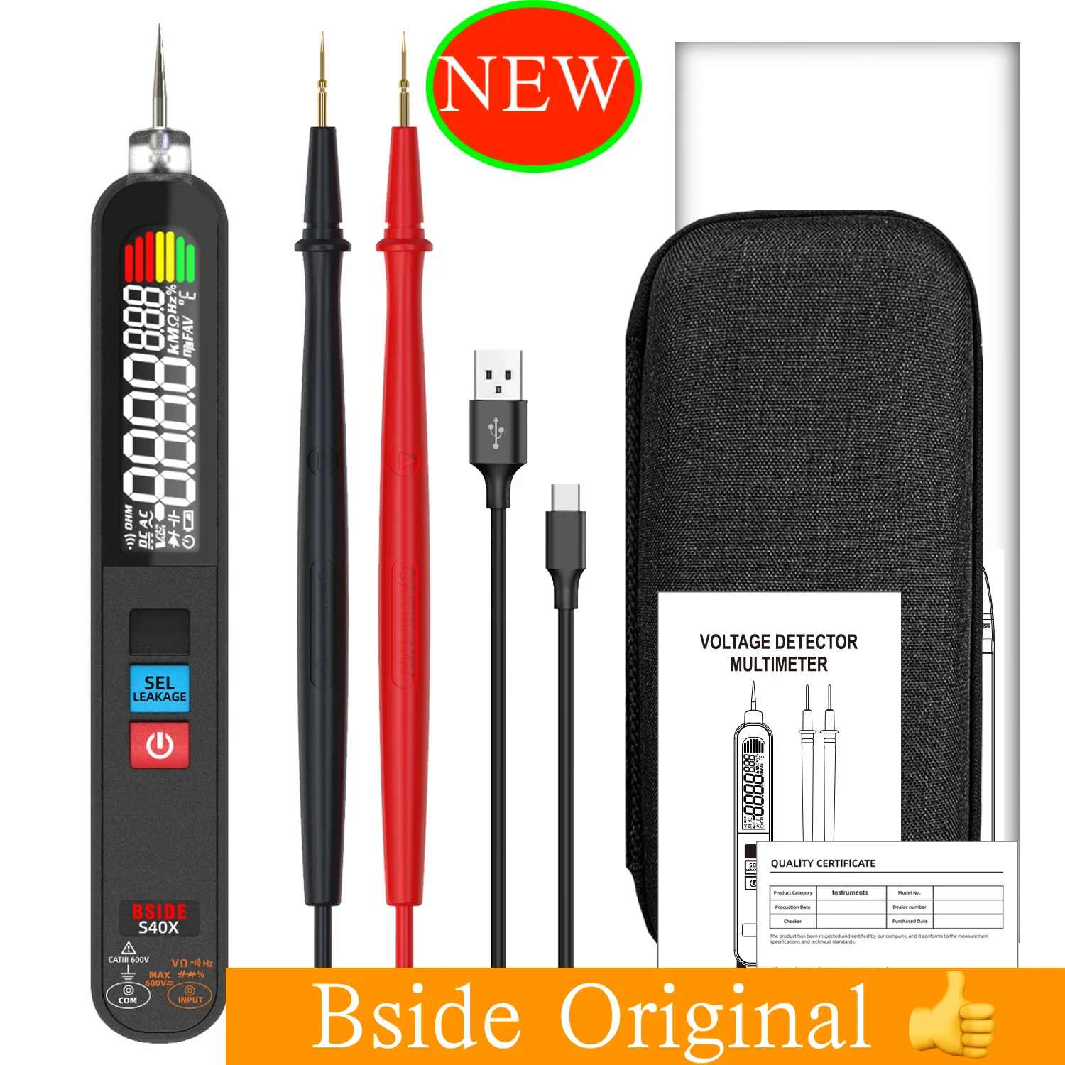 Bside S40X new digital multimeter leak finder portable voltage tester detector DC AC multi tester electricity meter