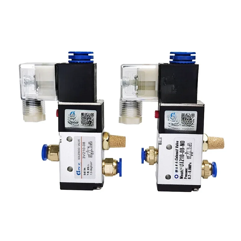 Électrovanne électrique pneumatique, 3 voies, 2 positions, contrôle de l'air et du gaz magnétique, 12V, 24V, 220V, raccords de tuyaux