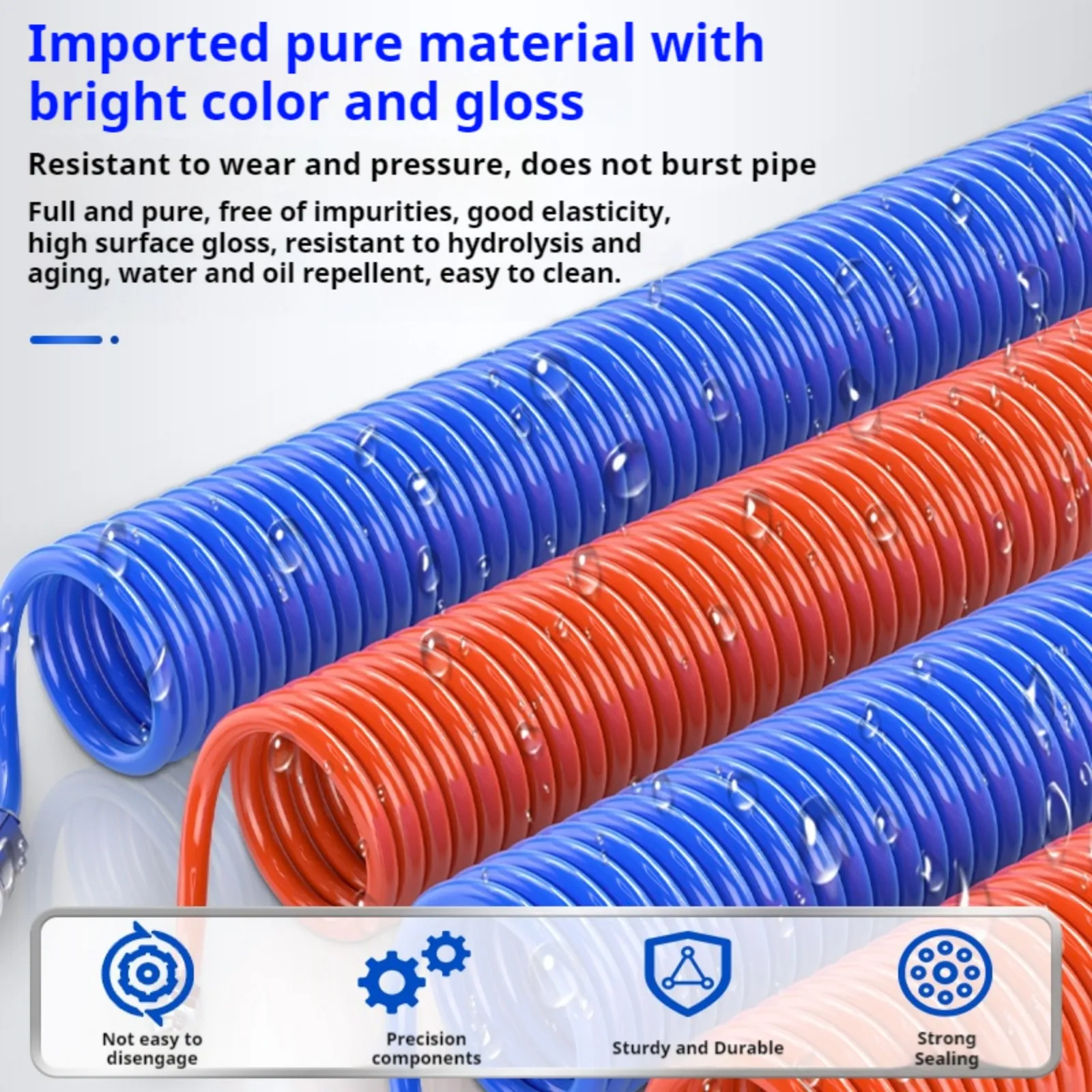 8x5mm 10x6.5mm PU Red/Blue Spring Spiral Pipe with JP/EU Fitting 6/9M PU Air Compressor Hose Tube Fle xible Air Tool Pneumatic