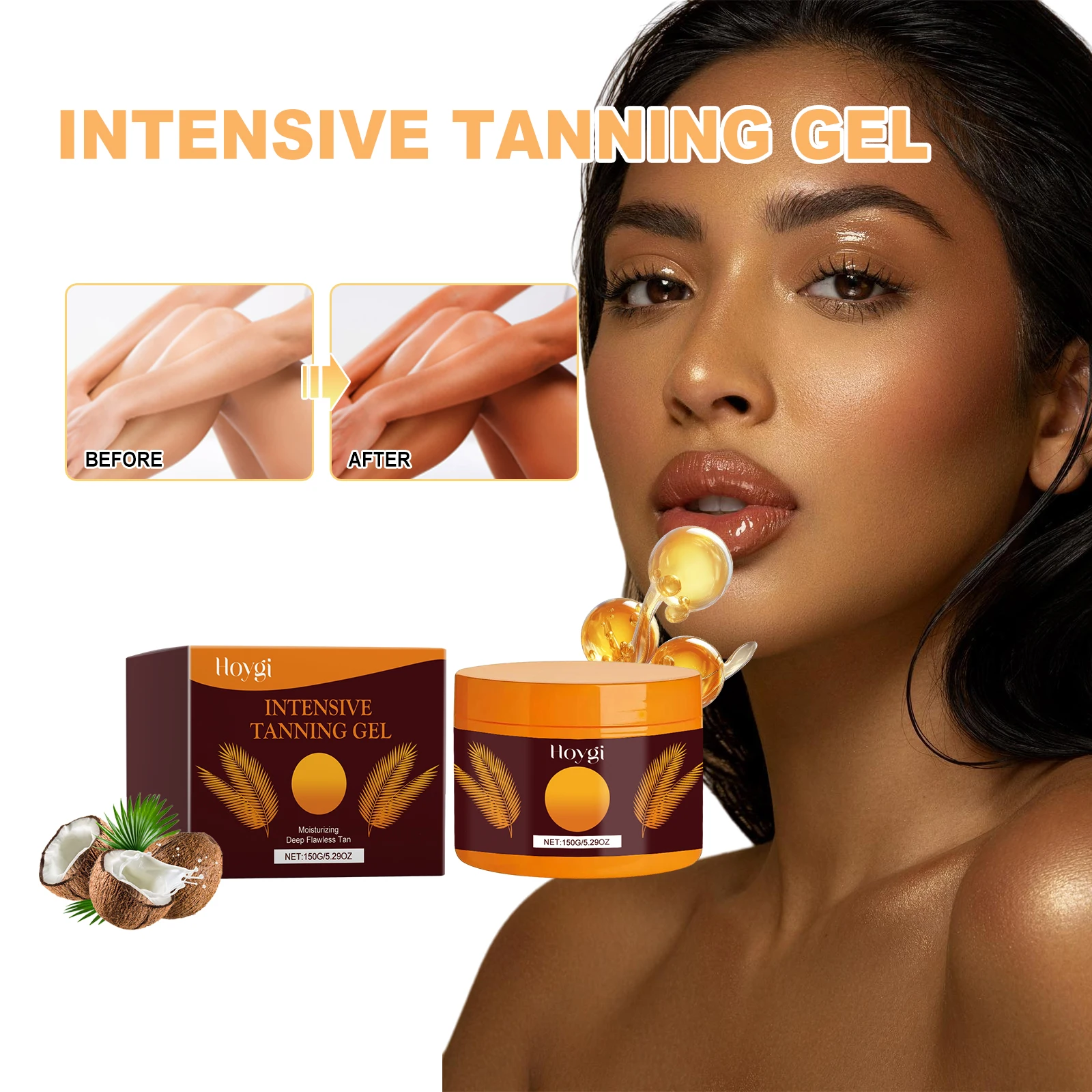 

Hoygi Intensive Tanning Cream Bronze Brown Skin Moisturizing Sunless Fake Tanner Sunbed Self Tanner Lotion Cream