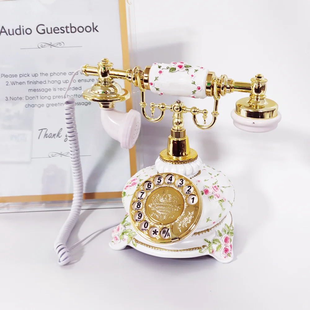 Audio Guestbook Telephone Wedding  Vintage and Retro Style Audio Guestbook | Black Rotary Phone for Wedding Party Gathering