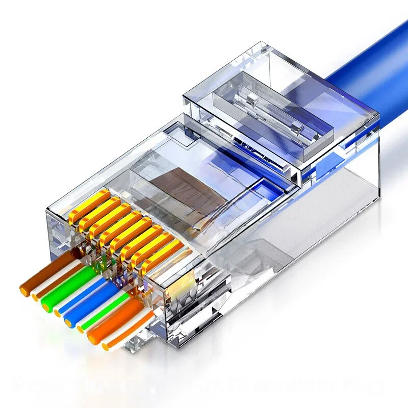 ZoeRax 10 sztuk/50 sztuk złącza RJ45 Cat5e Cat6 przelotowe EZ do zaciskania wtyczka modułowa do solidnego kabla sieciowego — zdjęcie 2
