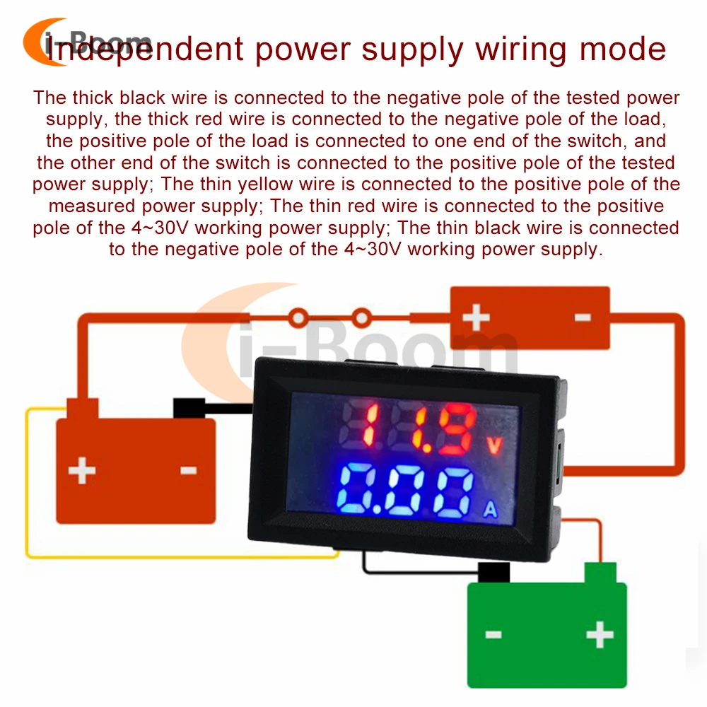 Digital Voltmeter Ammeter DC 0-100V 10A Dual Display Voltage Detector Current Meter Panel Temperature tester Power Detector 12V