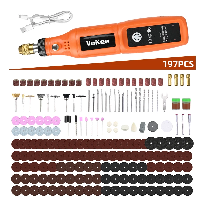 Vakee Mini Electric Drill USB Cordless Mini Handheld Drill Rotary Tool Woodworking Engraving Pen Tool for Jewelry Metal Glass