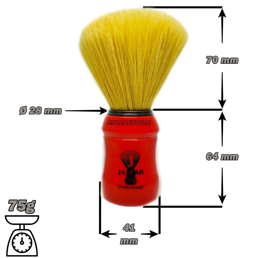 Jaguar 771 Red Shaving Brush - Derby Usta Double Edge Razor Blades 10 Pcs - More For You Shaving Soap 75g - Shaving Set