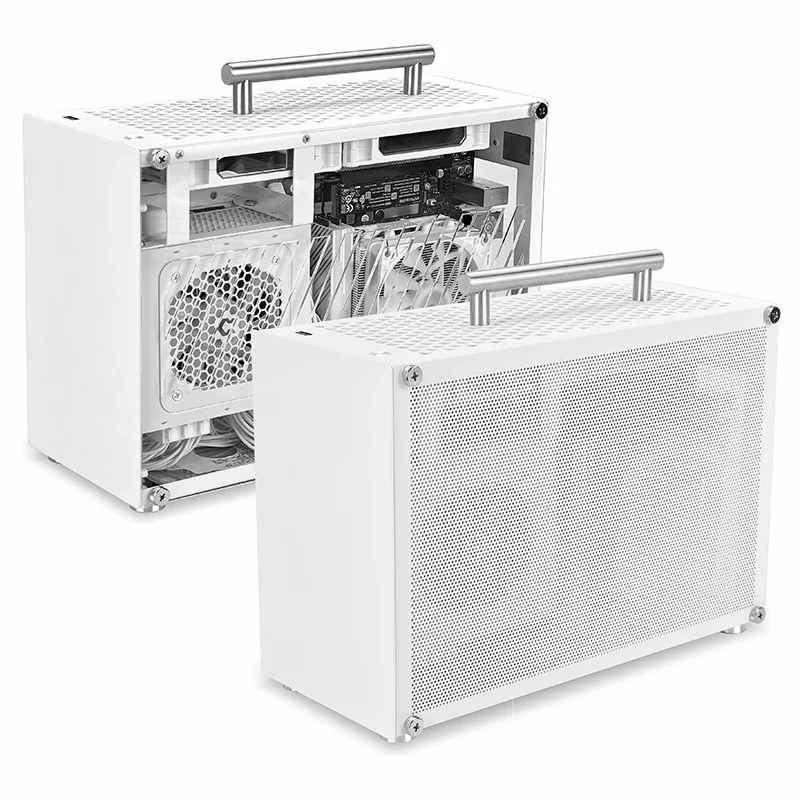 METALFISH T60 Mini ITX White Case 9L With Acrylic Or Mesh Side Panel and Portable Handle Support SFX PSU/310mm GPU/2*120mm Fan