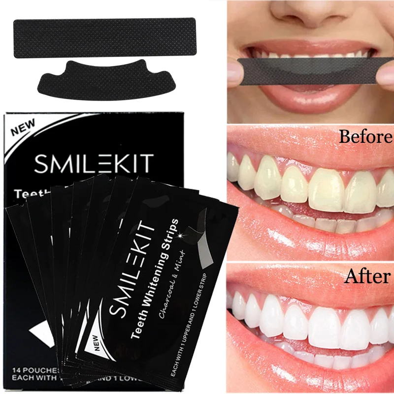 7 Pairs Gel Teeth Cleaning Strips Oral Hygiene Care Double Elastic Teeth Bleaching Strips False Teeth Veneers Tool Oral Care