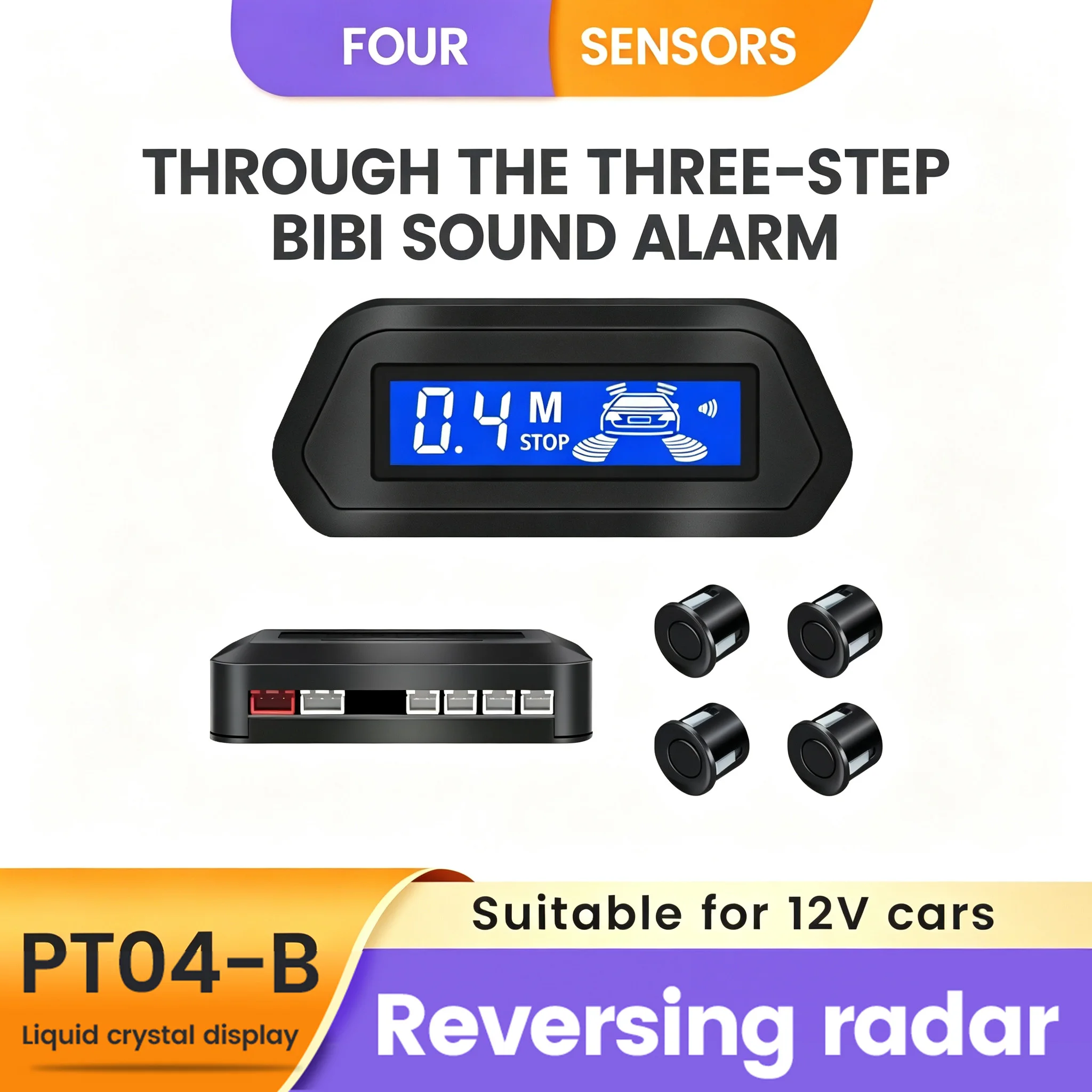MEKEDE Auto-Parksensor-Kit mit Auto-Parktronic Rückfahr-LED-Monitor 22mm 4 Sensoren Radar-Detektorsystem Alarmbenachrichtigung