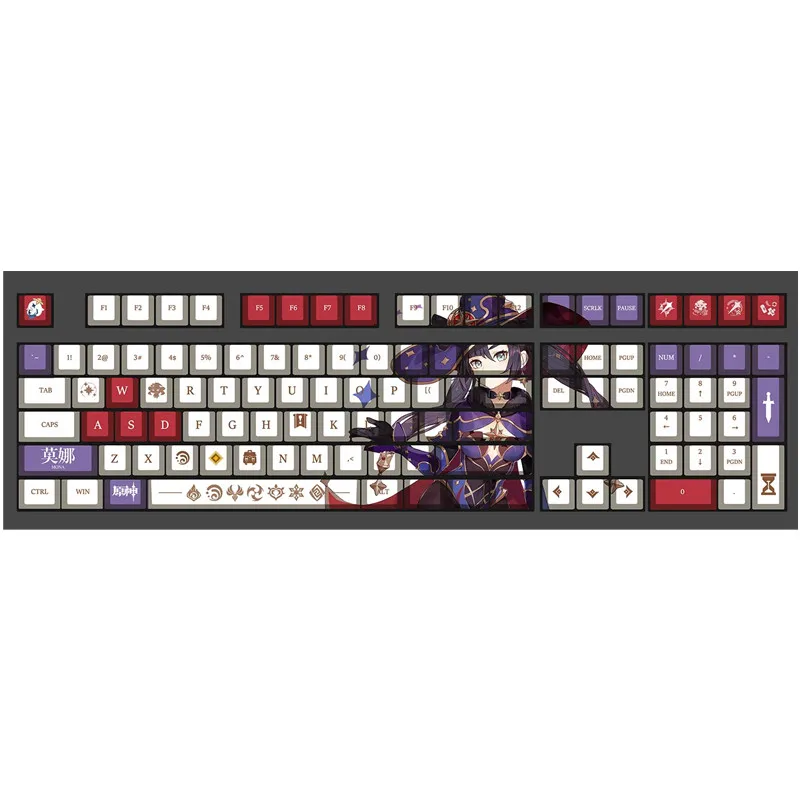 New Arrival Games Genshin Impact Mona PBT Keycap Set OEM Profile 108 Keys For Mechanical Keyboard