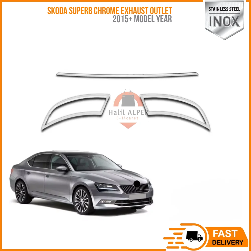 Chromowany wylot wydechowy do Skoda Superb 2015, powyżej 3 sztuki. Stal nierdzewna ISO9001/2008 A + zmodyfikowana konstrukcja wysokiej jakości