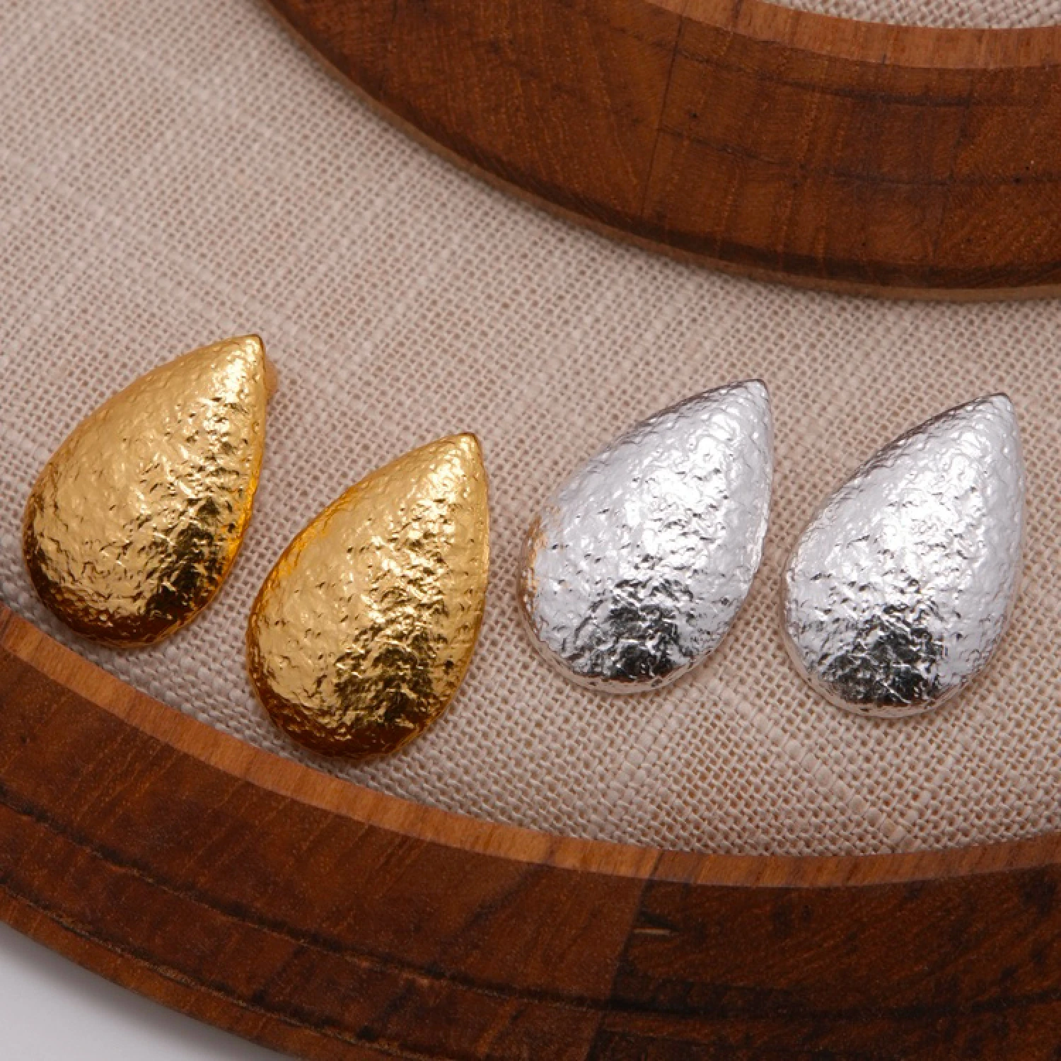 YAJUNIEL Textured Teardrop Earrings for Women 24K Gold & White Gold Plated Hypoallergenic Elegant Drop Earrings Jewelry Gift