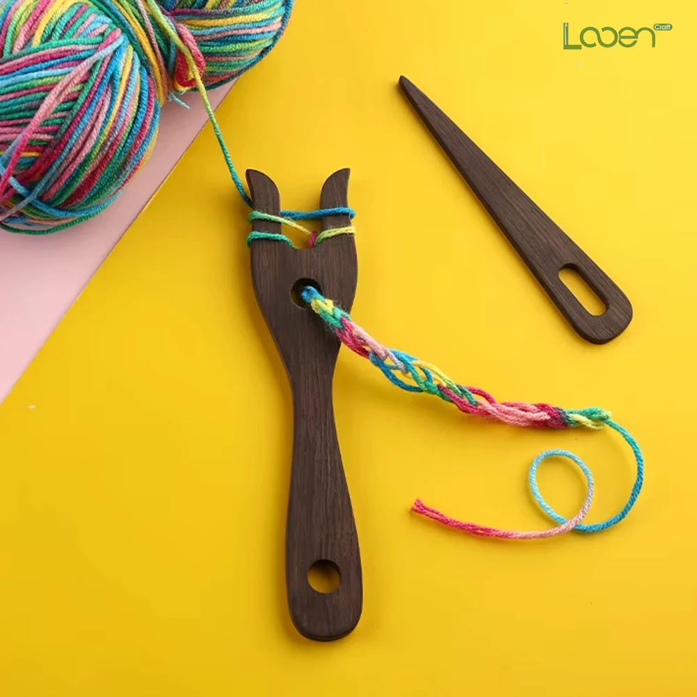 

2pcs/Set Knitting Fork For Bracelet Necklace Pendant DIY Handmade Knitting Tool Wooden Weaving Braider Sewing Accessories