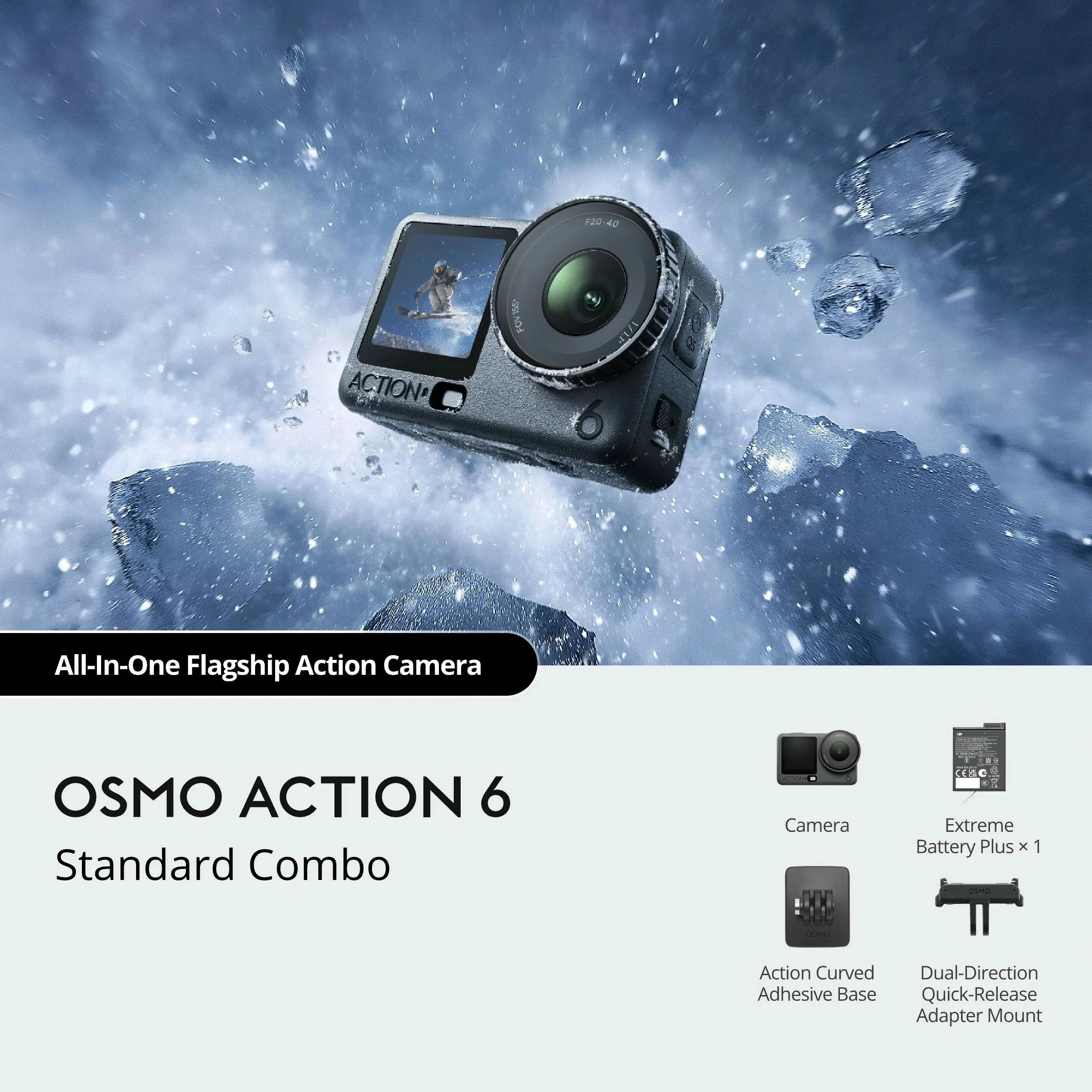 DJI Osmo Action 6 Standard Combo, 8K Waterproof Action Camera with 1/1.1