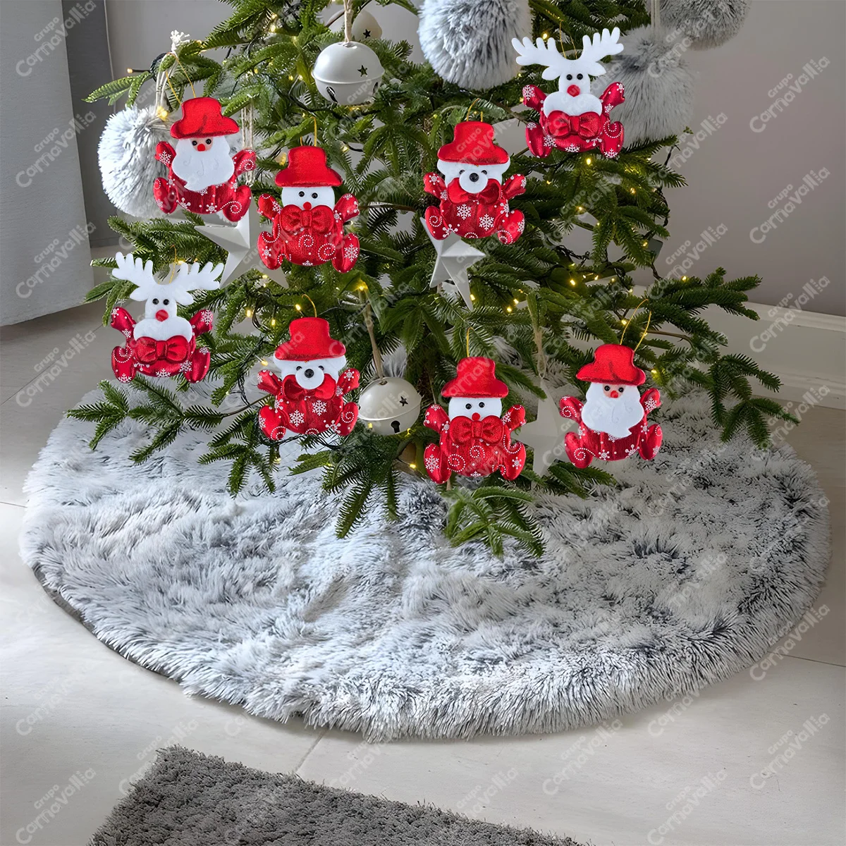 مجموعة مكونة من 12 قلادة عيد الميلاد الحلي لتزيين شجرة عيد الميلاد تماثيل عيد الميلاد المعدنية الحمراء Grupo Carnavallia