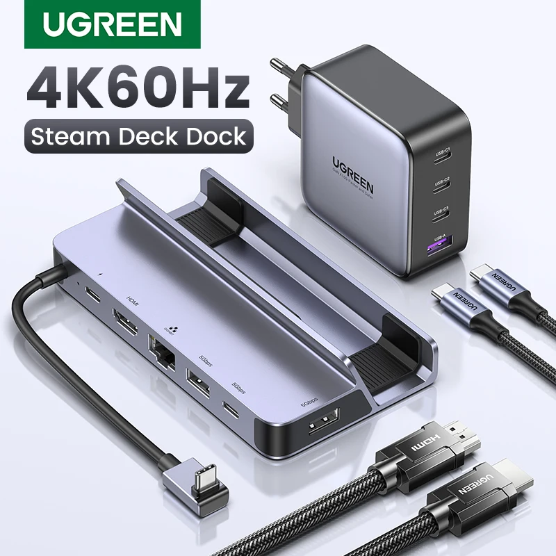 

UGREEN USB C Docking Station to HDMI 4K60Hz RJ45 PD100W EU US UK Charger Dock for Steam Deck ROG Ally MacBook PC USB A C 3.0 HUB