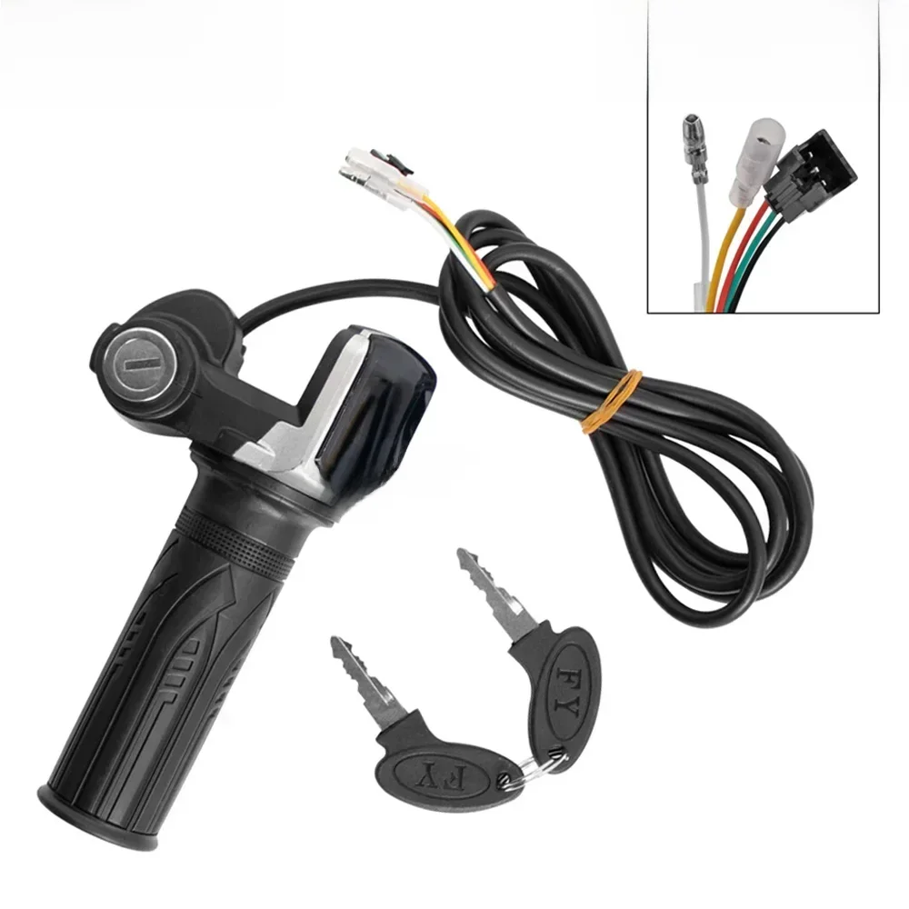 AliExpress NONE Throttle Grip E-bike Handlebar with Lock Ebike 36V 48V 60V Electric Bicycle Scooter Accelerator Power Indicator Key LED Display