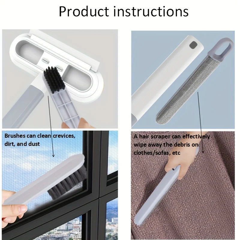 1pc Professional Multifunctional Window Cleaner and Pet Hair Remover with Squeegee and Cleaning Brush