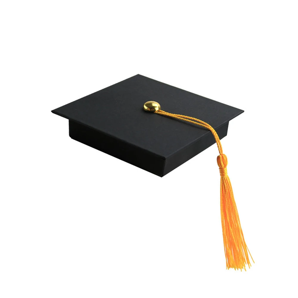 DIY Black Graduate Hat Box For Graduation Gifts Cards Box Academic Cap With Gold Tassel 2023 Class Graduate Ceremony Decorations