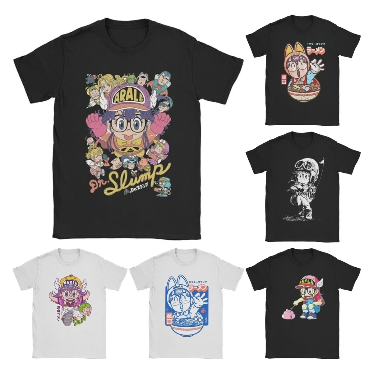 Arale Anime Cute T Shirts Men Women's Pure Cotton Funny T-Shirt O Neck Dr Slump Tee Shirt Short Sleeve Clothing Adult