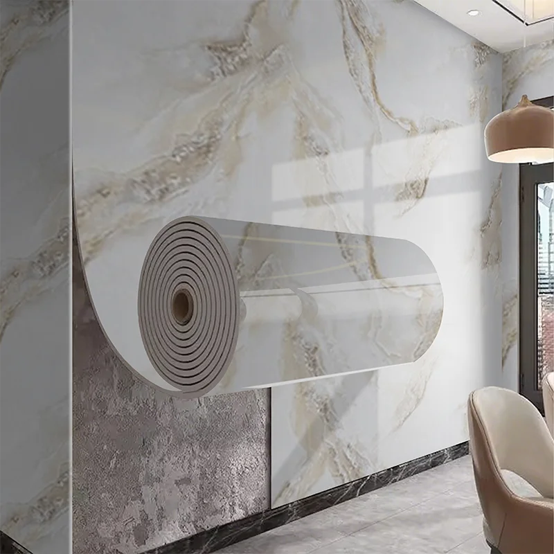 Marble Pattern Wall Panel Peel and Stick Wallpaper Decorative European Style Wall Art for Living Room Bedroom Home Decoration