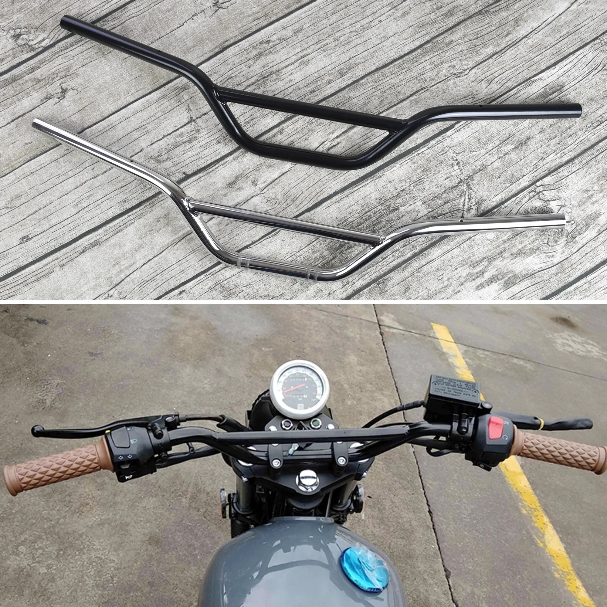 AliExpress FLBOMBING Vintage Motorcycle 22mm Handlebar Tracker Reinforced Crossbar Dirt Pit Bike Scrambler Cafe Racer Retro Motorbike Handle Bars