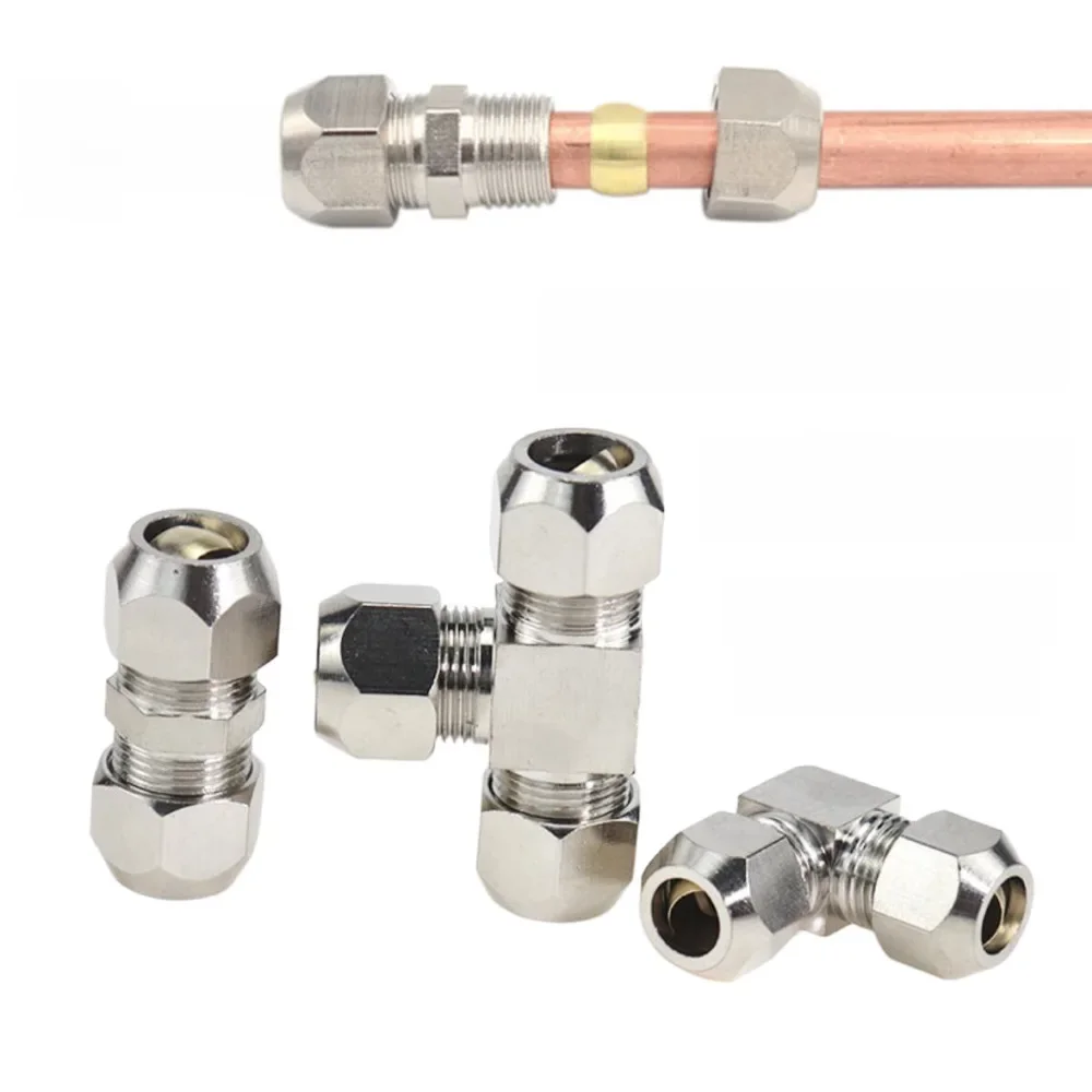 Raccords pneumatiques en laiton 4 6 8 10 12 14 16mm OD, virole de Compression, connecteur de raccord de Compression PU PV PE PZA PM