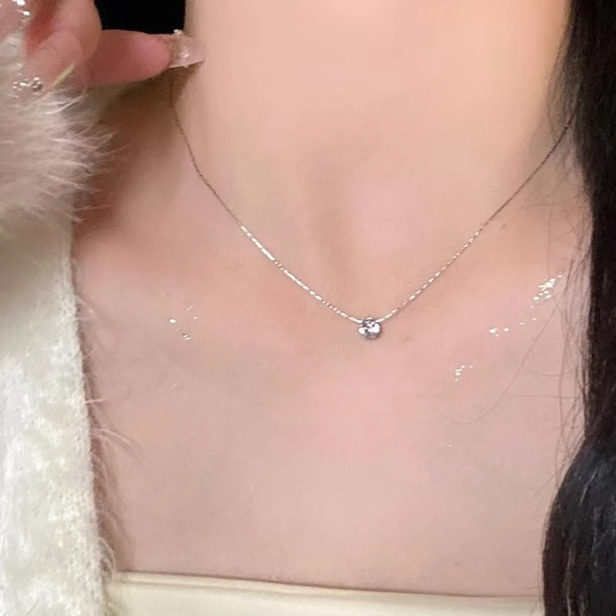 Hot Sale Stainless Steel Zircon Thin Clavicle Chain Necklace for Women Festive Party Jewelry Wholesale image 5