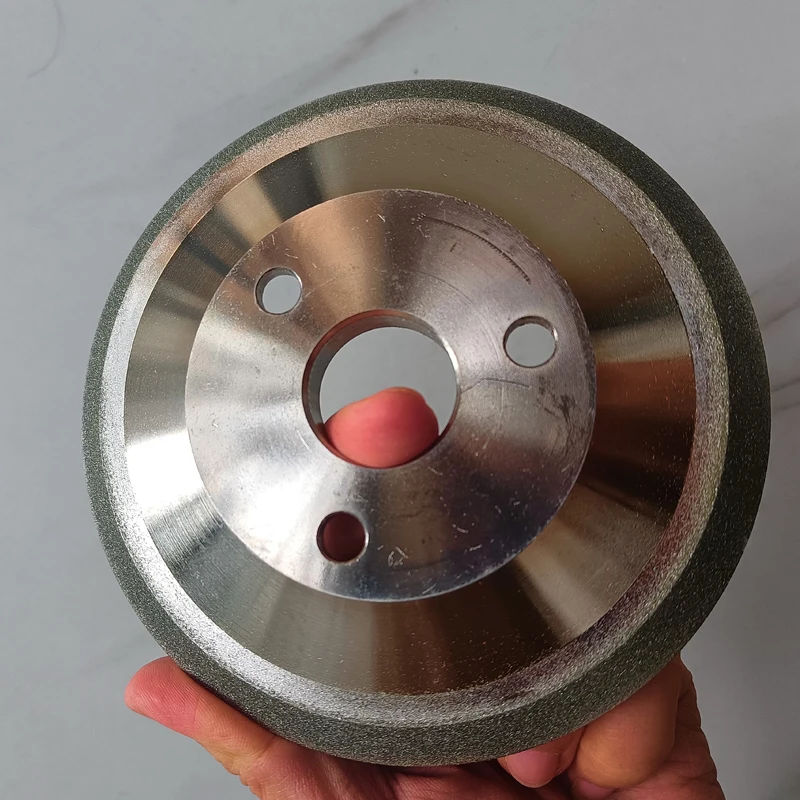Dreiloch-Tankerschleifscheibe in Schmetterlingsform, galvanisiert, mit Diamantschleifkorn für automatische Werkzeugschleifmaschinen, 125x25mm – Detail 1