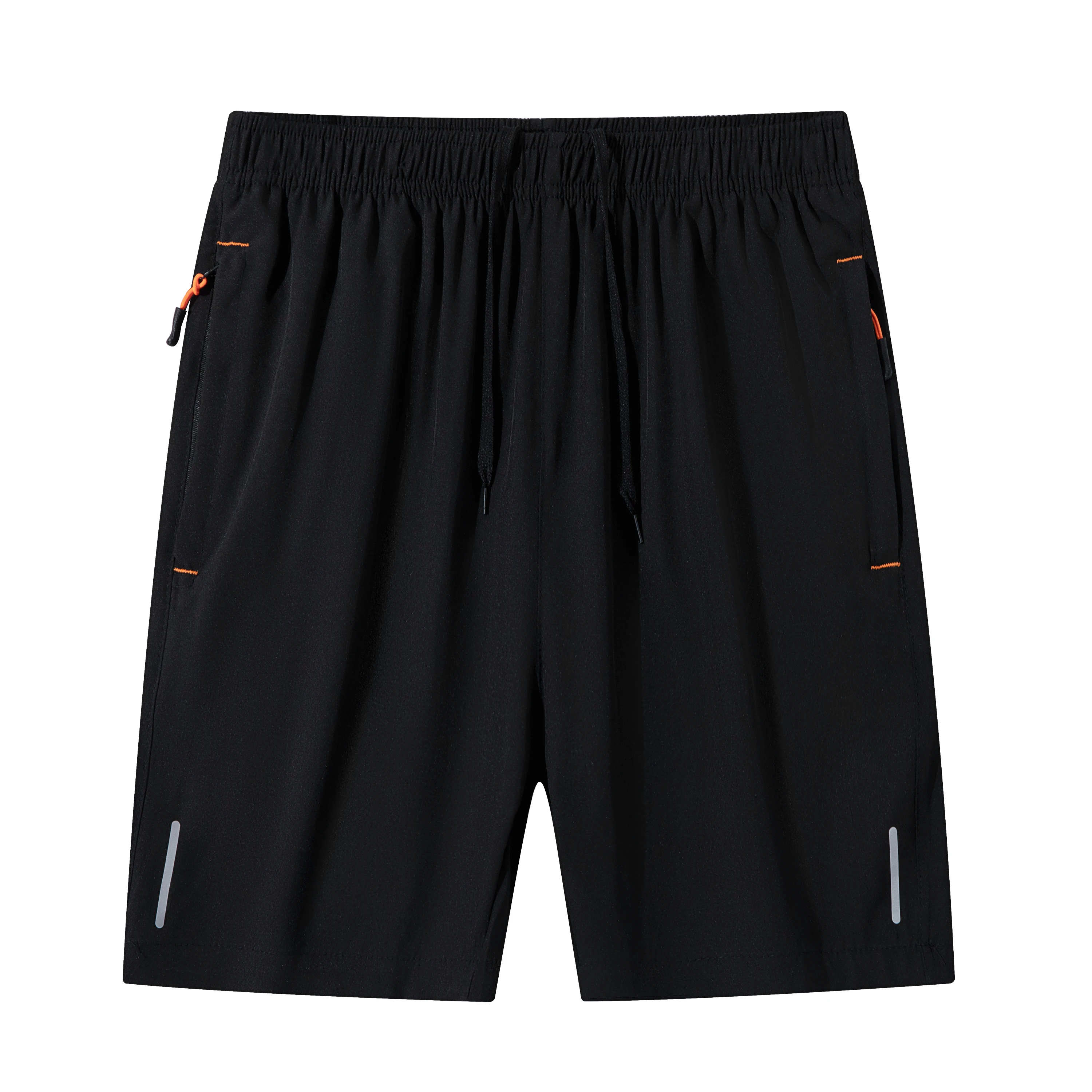 Confezione da 3 pantaloncini estivi da uomo in tinta unita, eleganti pantaloni con cerniera e strisce riflettenti, adatti per la corsa, lo sport e l'uso quotidiano