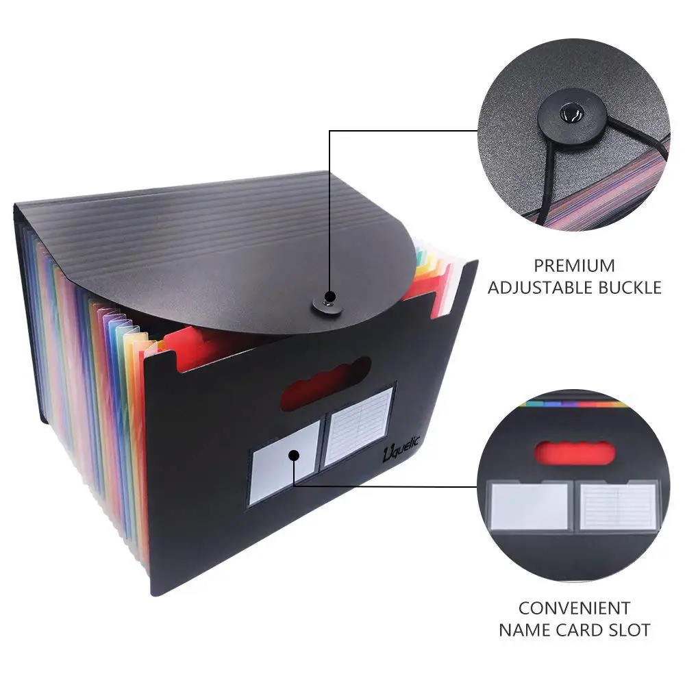 Multi-grids Pocket Expanding File Folder with Cover Rainbow Expandable File Organizer Self Standing Accordion A4 Document Folder