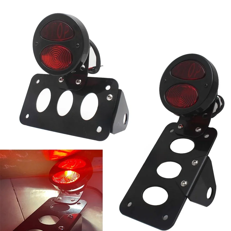 Plaque d'immatriculation universelle pour moto, montage latéral, arrêt arrière, planificateur de feu arrière, support rapide, Harley Sportsters, Bobber Chopper