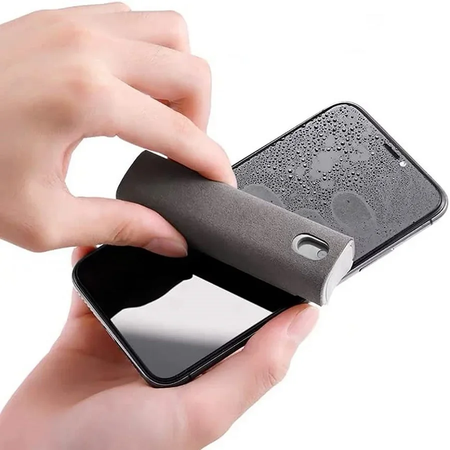 1 szt. 2 w 1 Spray do czyszczenia ekranu telefonu Przenośny tablet Mobilny komputer PC Środek do czyszczenia ekranu Zestaw ściereczek z mikrofibry Czyszczenie Przechowywanie artefaktów — zdjęcie 2