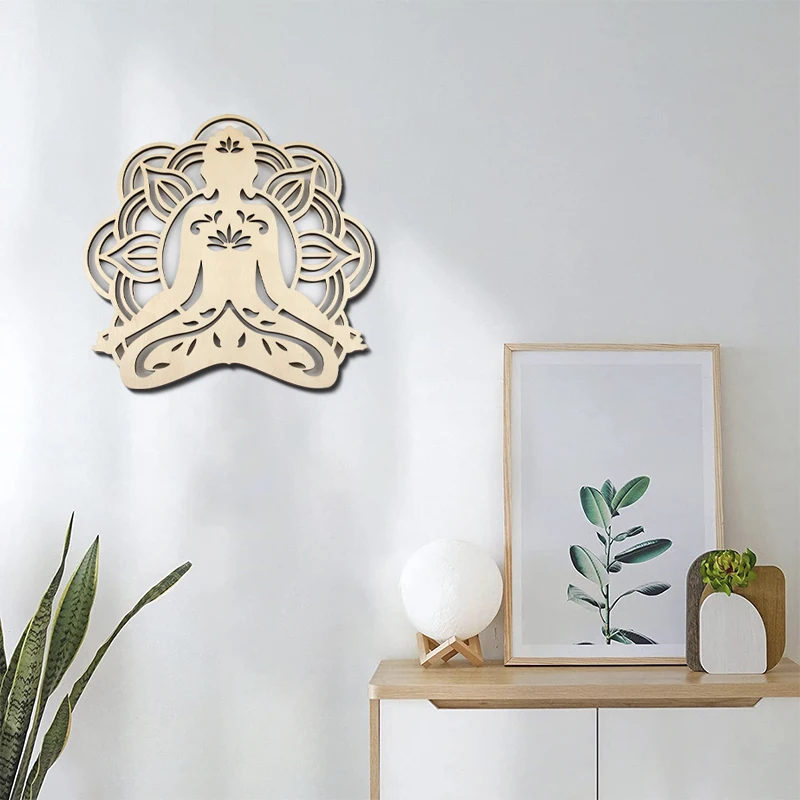 1Pcs  Buddhism Meditation  Wood Wall Art Sculpture forYoga Chakra  Geometry Seven Chakra Art HouseDecoration