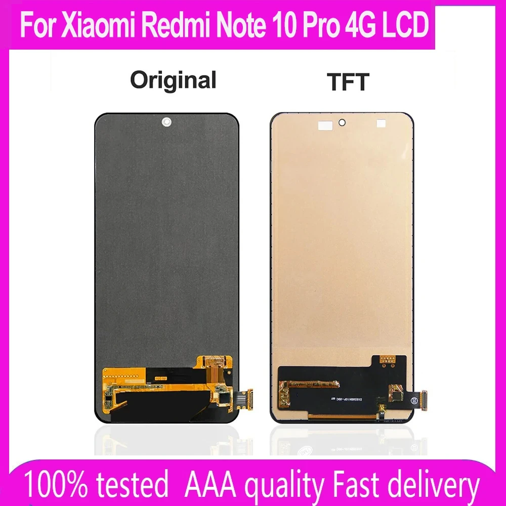 100% Original 6.67'' for Xiaomi Redmi Note 10 Pro 4G LCD Touch Screen Digitizer Assembly Note11pro 5G LCD inside and outside