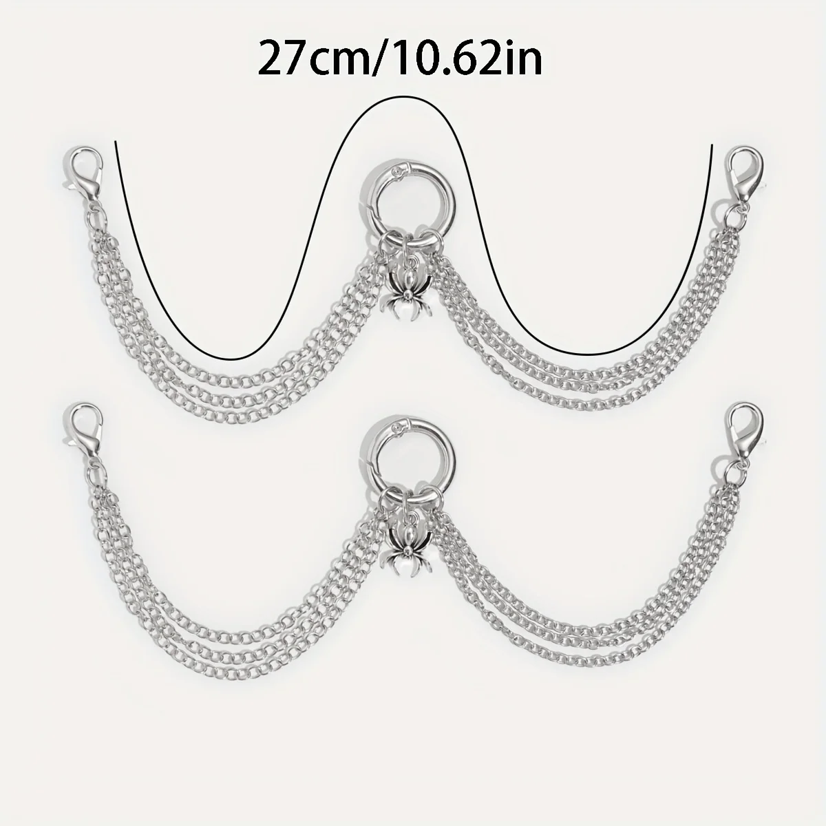 2 Gothic Y2K-style layered spider shoe accessories, perfect for everyday wear, Halloween parties, and gifting