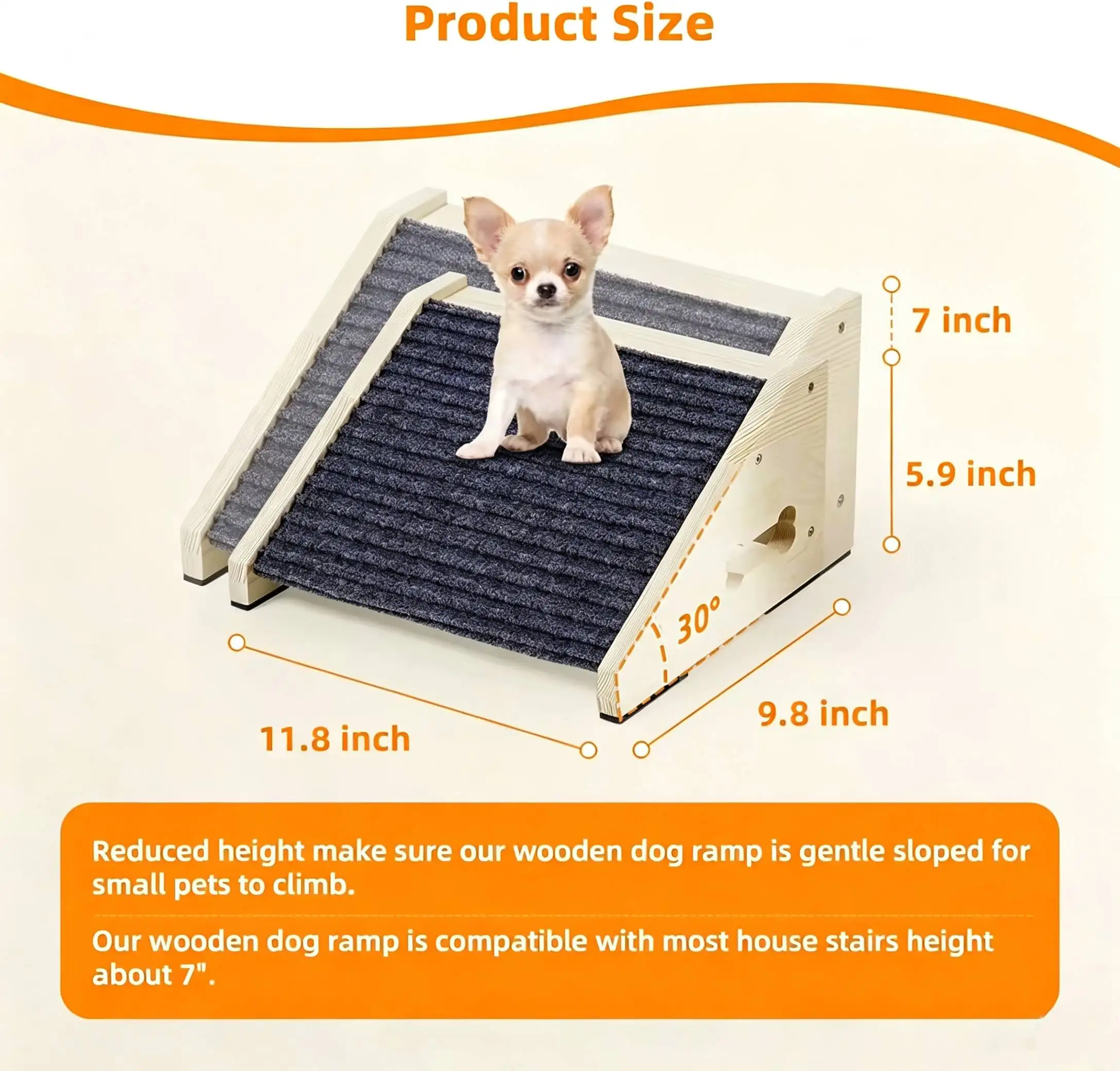 Wooden Dog Stairs Dog Ramps Small Dogs Pets Anti-skid Steps Bed Pet Ramp Pet Stairs for High Bed Sofa Older Cats Dogs view 2