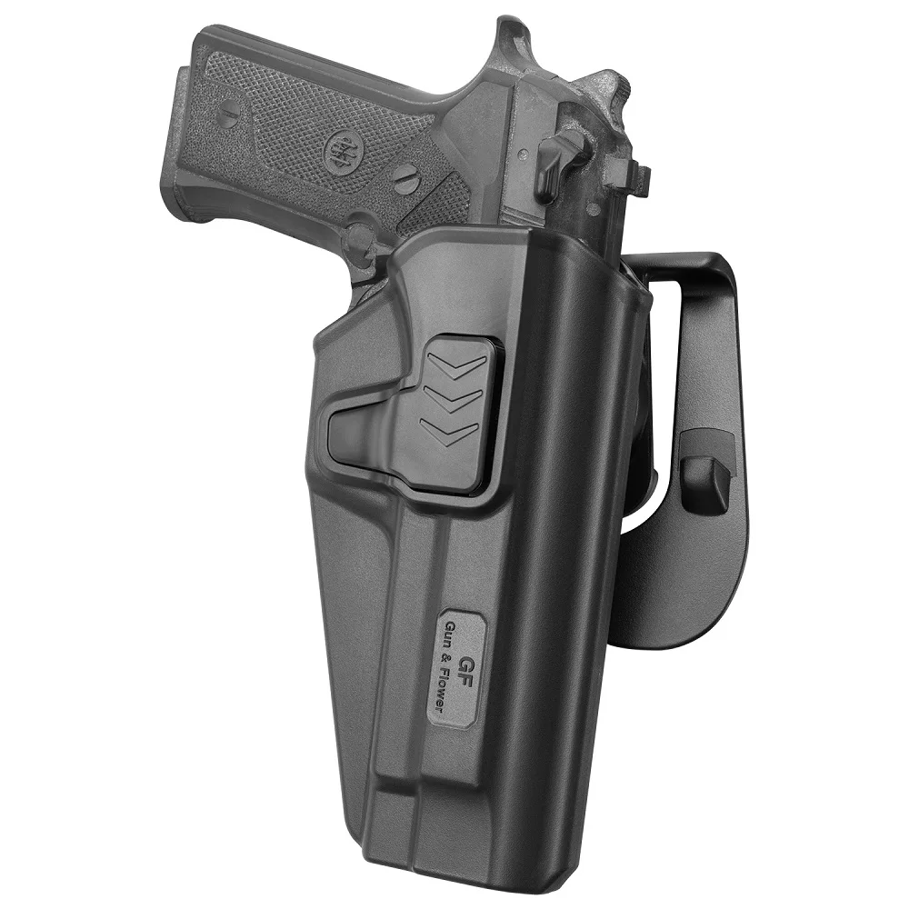 

OWB Holster Only For Beretta 92FS Tactical Level II Index Finger Release Holster with 360 Rotation Paddle,Right Hand,GUN FLOWER