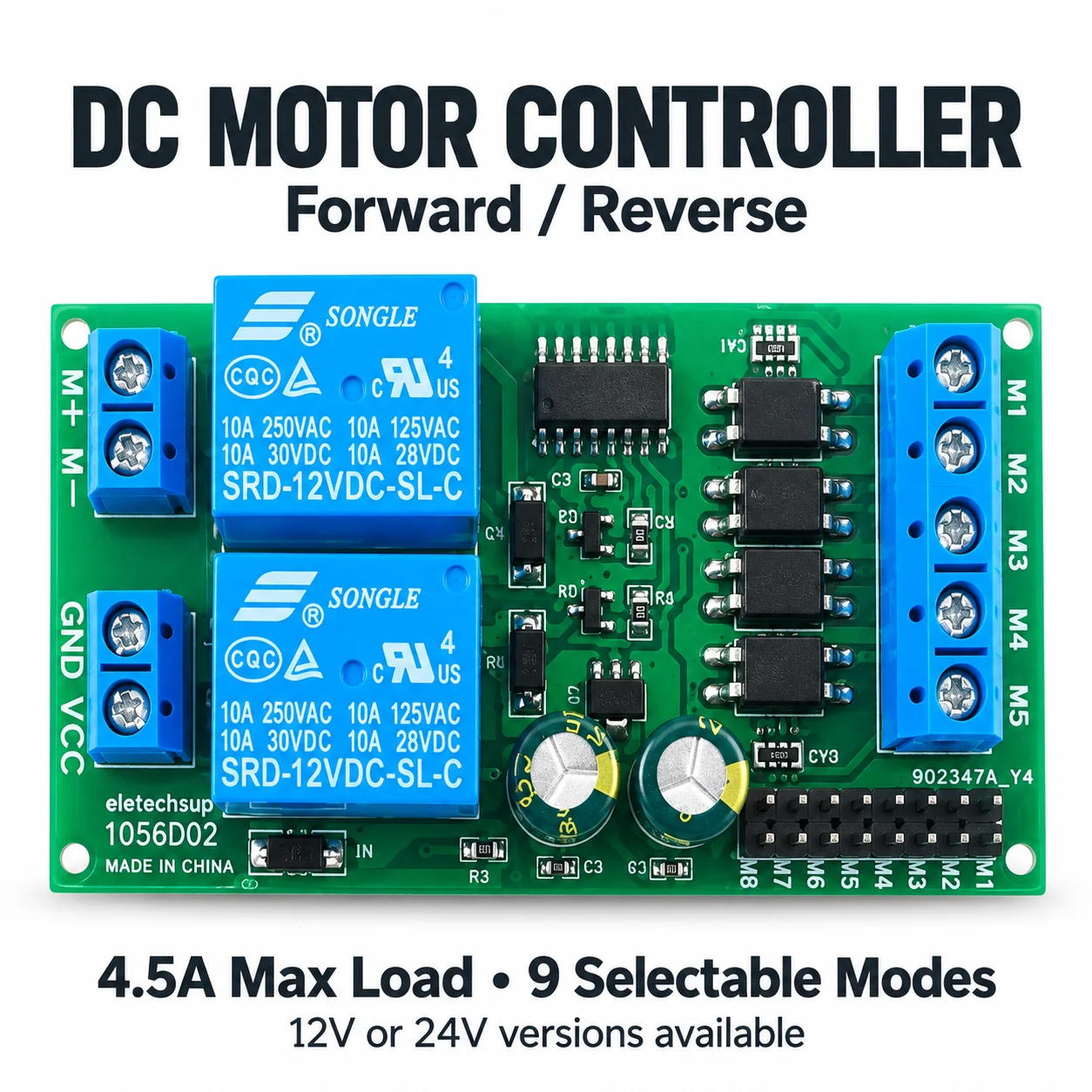Dual Voltage 12/24V Forward Reverse Pusher Motor Controller Relay Board with Limit Start Stop for E-commerce SEO