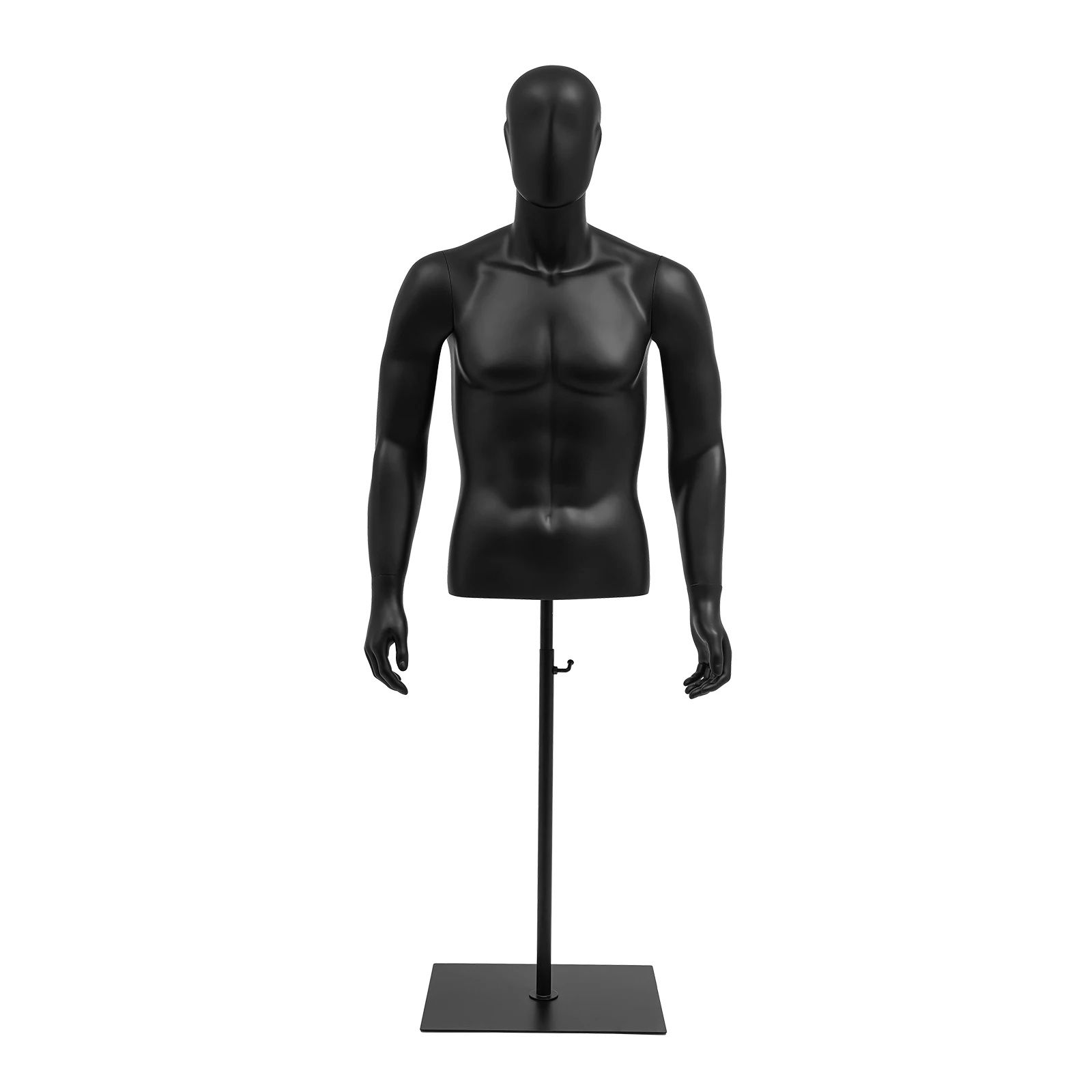 

Male Mannequin Torso Dress Form 47-78 Inch Height Adjustable Detachable Arms Sewing Model, Display Stand with Metal Base, Black