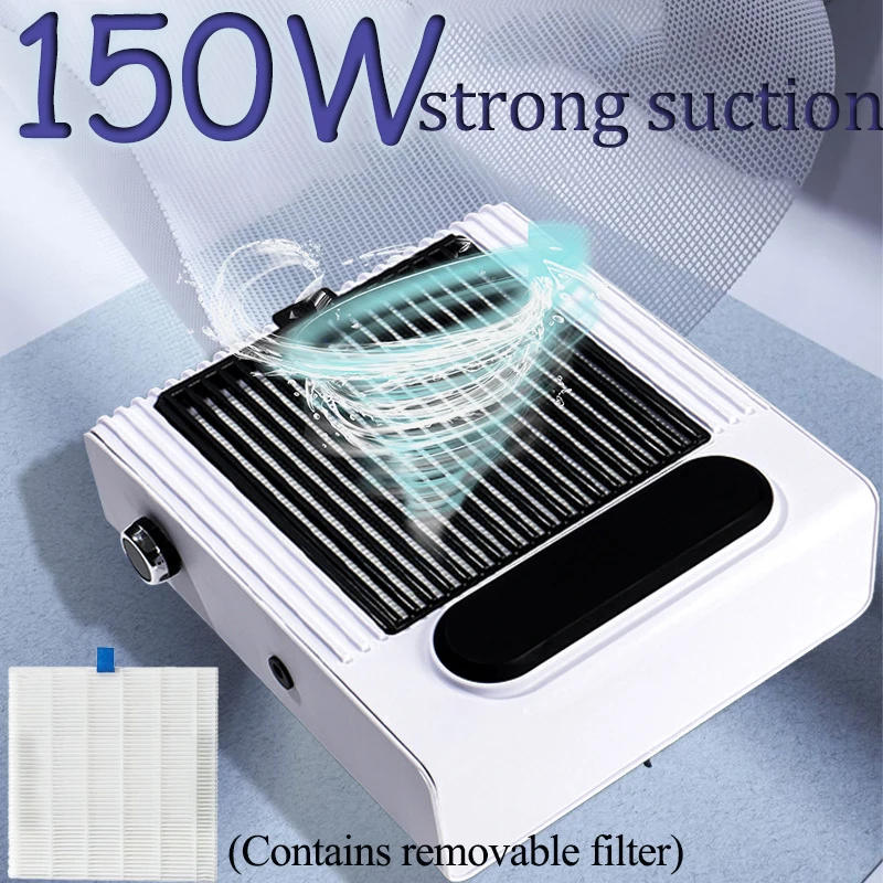 150W Strong Suction Nail Dust Collector Nail Vacuum Cleaner for Manicure With Removable Filter Adjustable Nail Extractor Fan